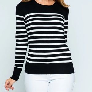Never Worn: Cielo black & white striped crew neck sweater